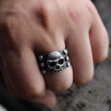 Anello teschio in argento sterling punk vintage