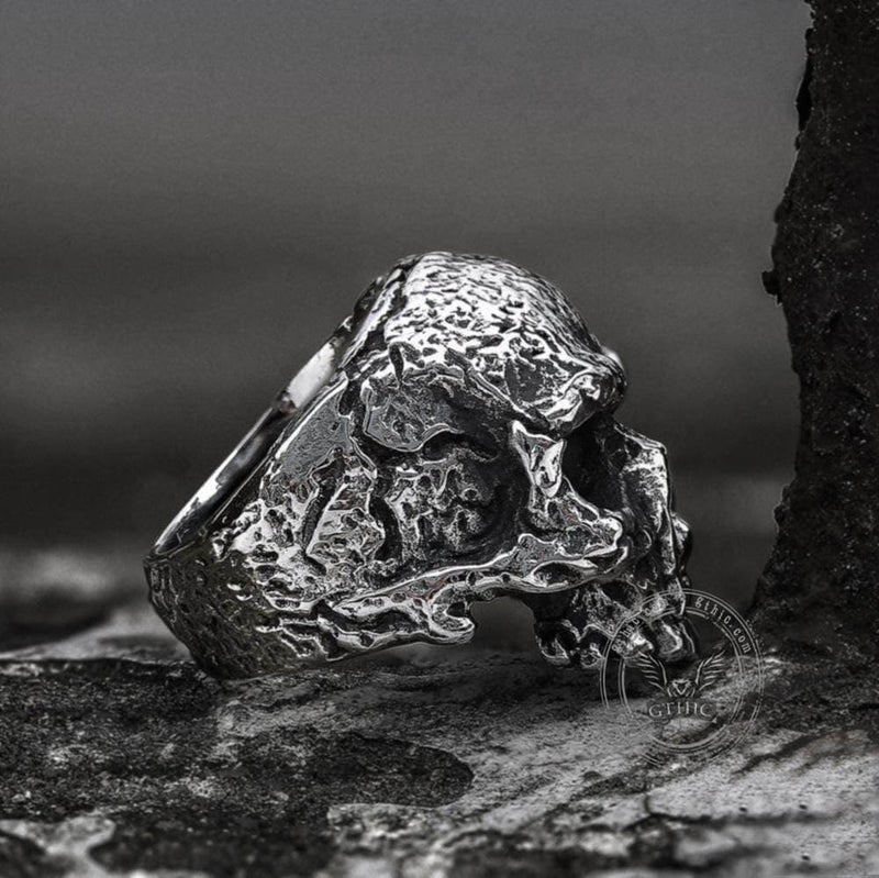 Vintage Rugged Stainless Steel Skull Ring | Gthic.com