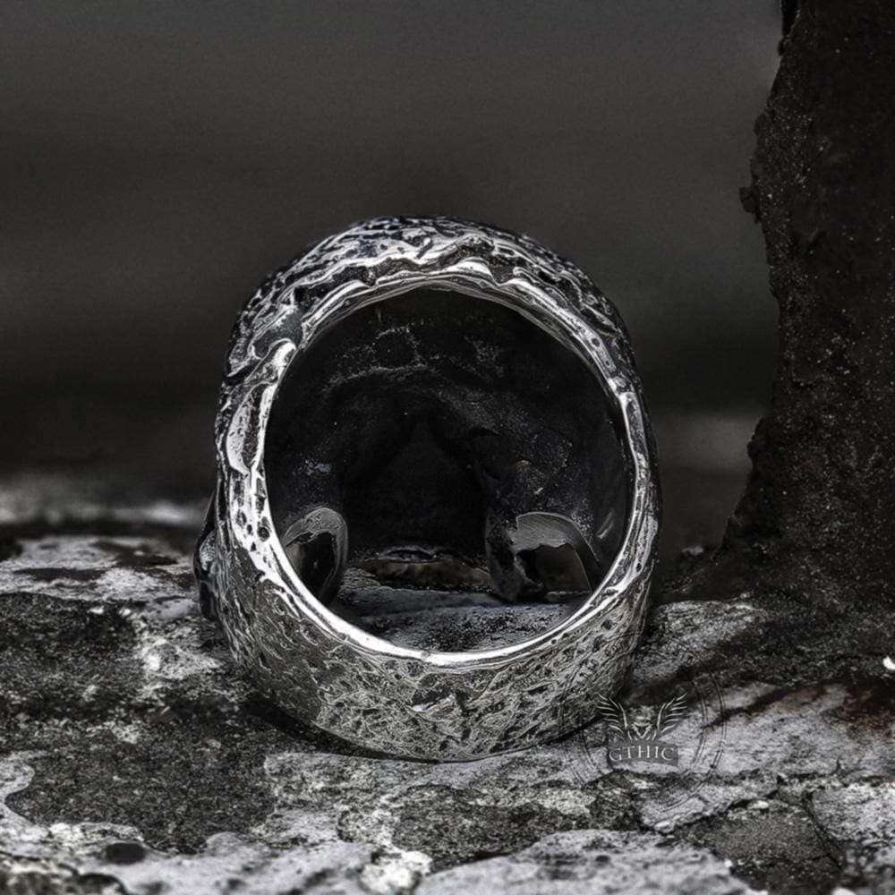 Vintage Rugged Stainless Steel Skull Ring | Gthic.com