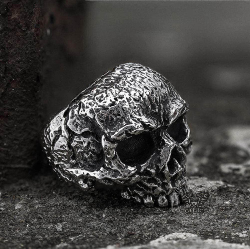 Vintage Rugged Stainless Steel Skull Ring | Gthic.com