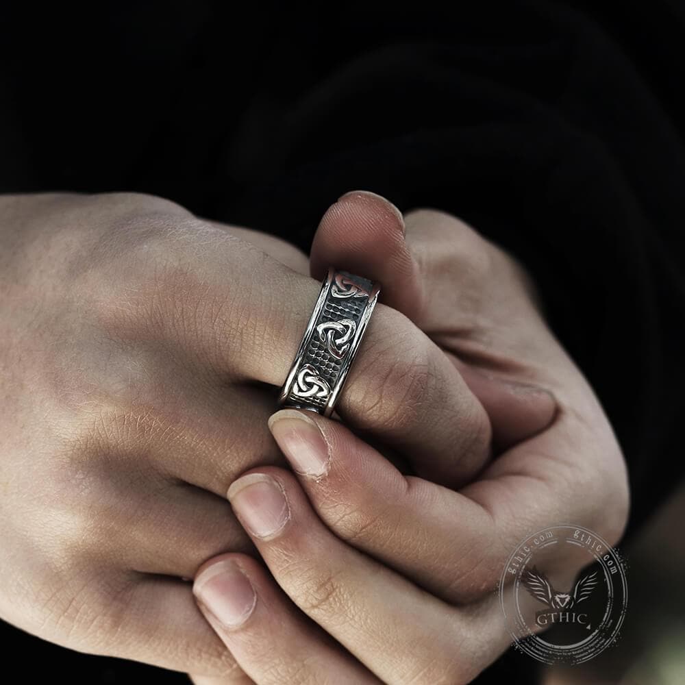 Warrior Triquetra Stainless Steel Viking Ring - GTHIC