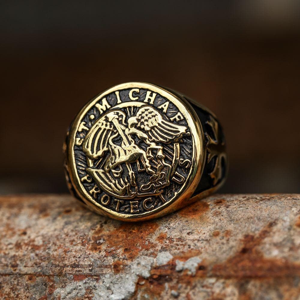 Guardian Angel Templar Knight Sterling Silver Ring | Gthic.com