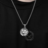 Guardian Wolf Stainless Steel Viking Pendant03 | Gthic.com