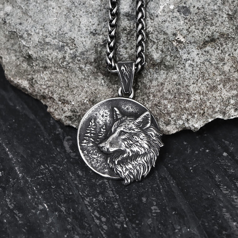 Guardian Wolf Stainless Steel Viking Pendant01 | Gthic.com