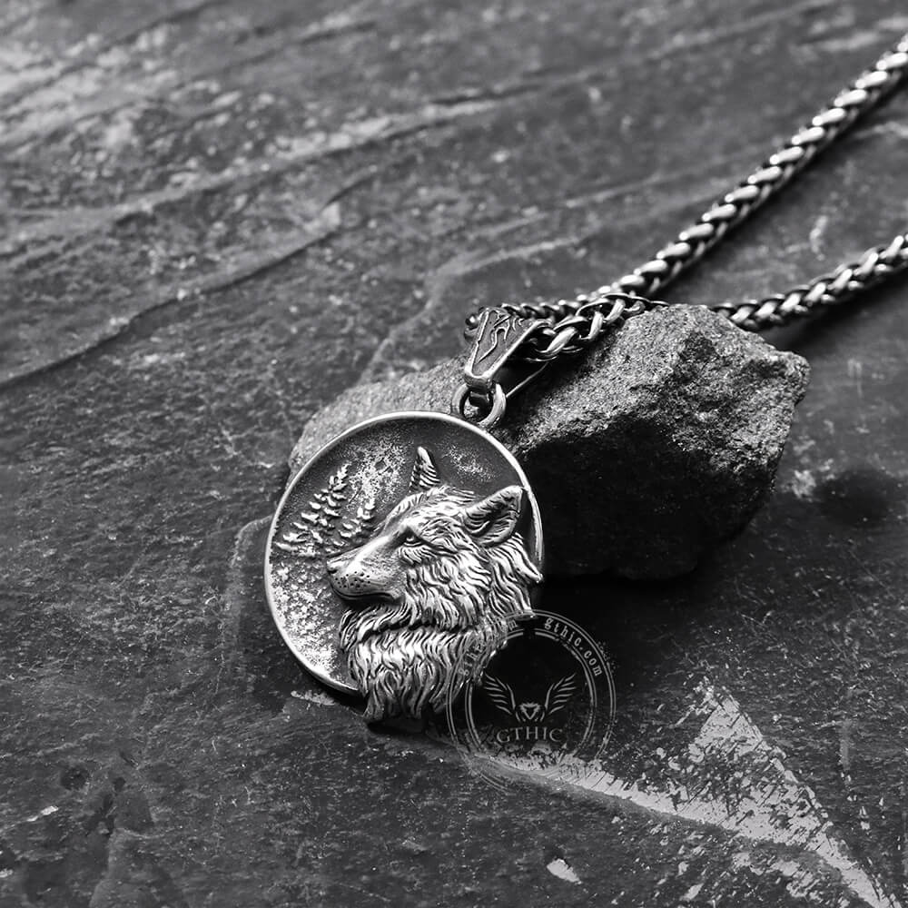Guardian Wolf Stainless Steel Viking Pendant