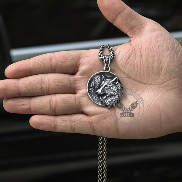 Guardian Wolf Stainless Steel Viking Pendant02 | Gthic.com