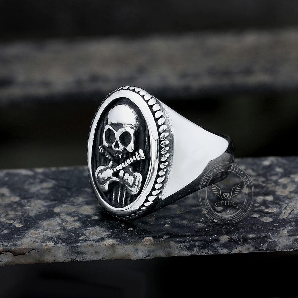 Guitar Skull Stainless Steel Ring