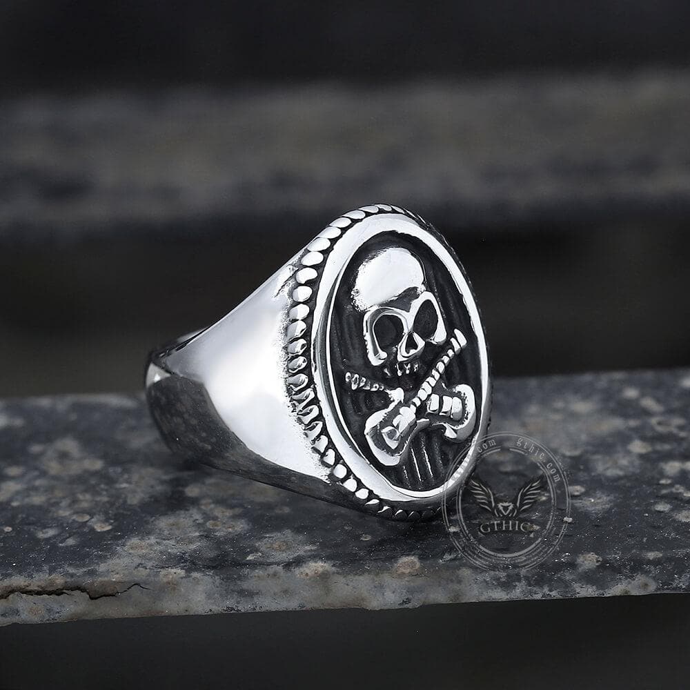 Guitar Skull Stainless Steel Ring 03 | Gthic.com