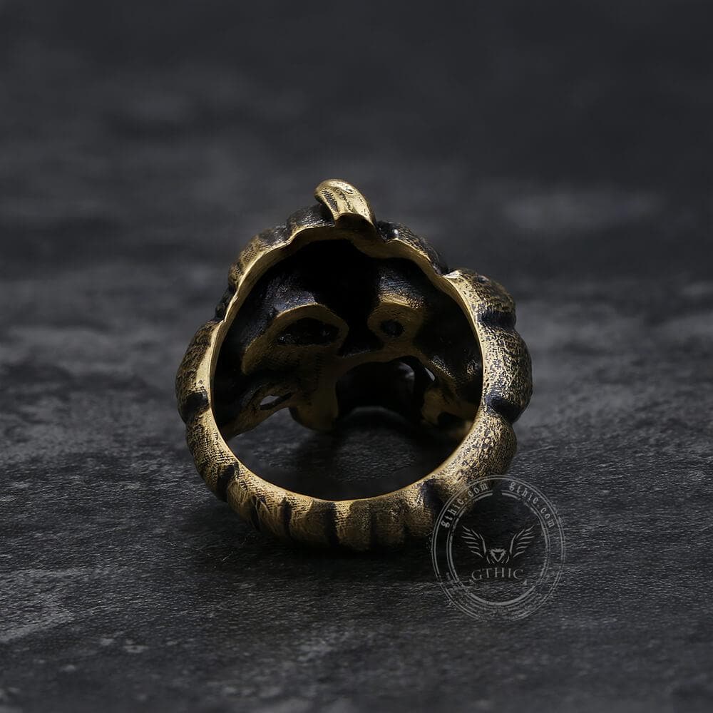 Bague tête de mort en argent sterling avec citrouille d'horreur d'Halloween