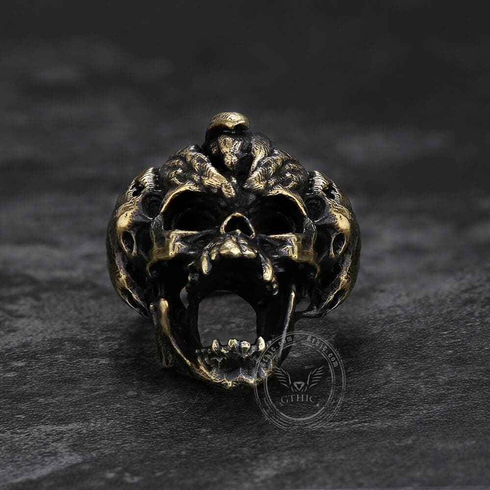 Halloween Horror Pumpkin Sterling Silver Skull Ring | Gthic.com