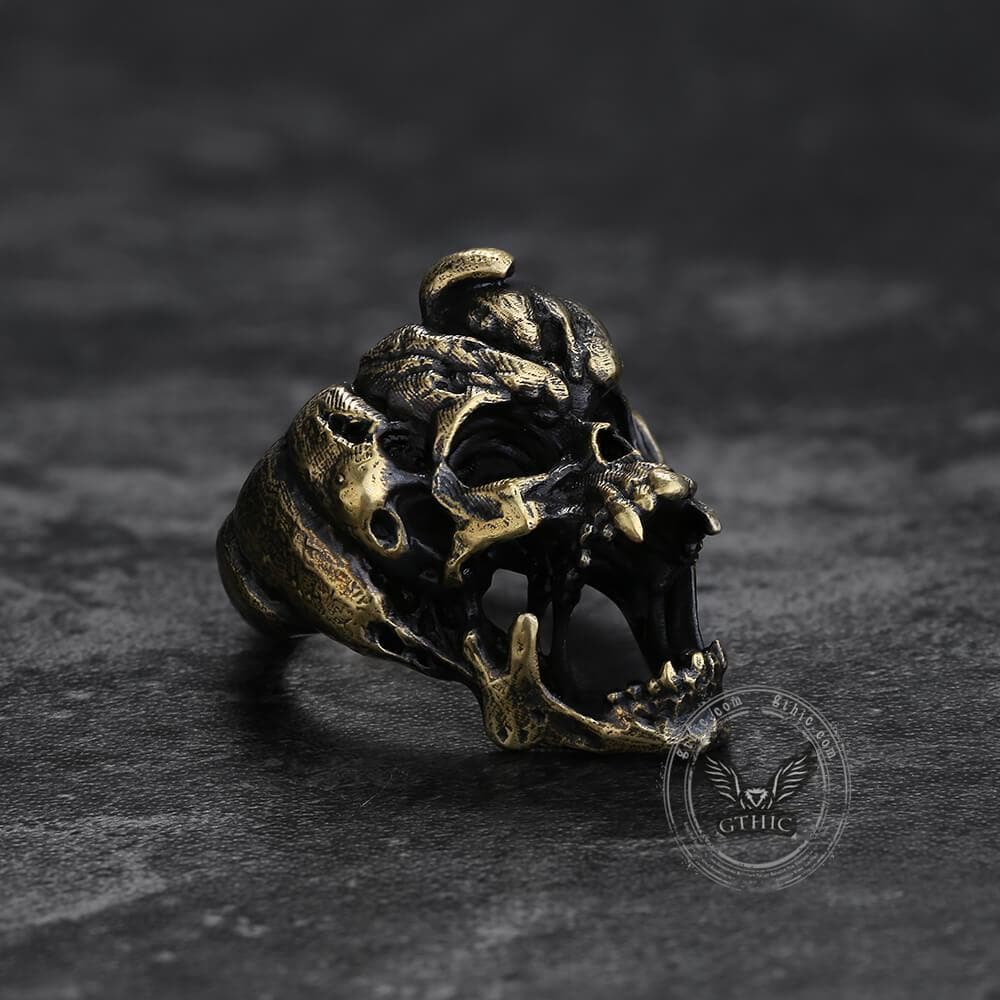 Halloween Horror Pumpkin Sterling Silver Skull Ring | Gthic.com