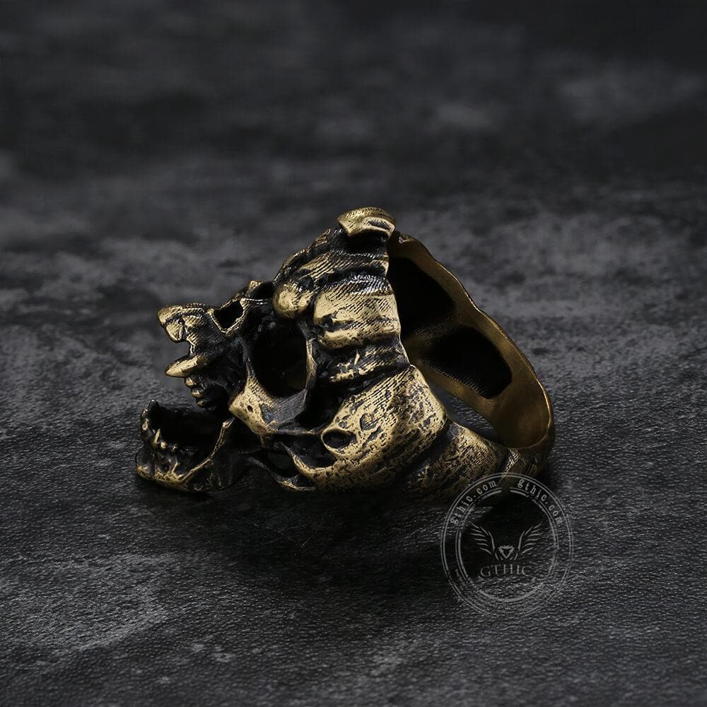 Halloween Horror Pumpkin Sterling Silver Skull Ring | Gthic.com