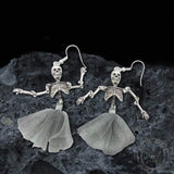 Halloween Joint Movable Dancing Skull Alloy Earrings