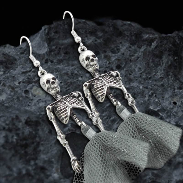 Halloween Joint Movable Dancing Skull Alloy Earrings | Gthic.com
