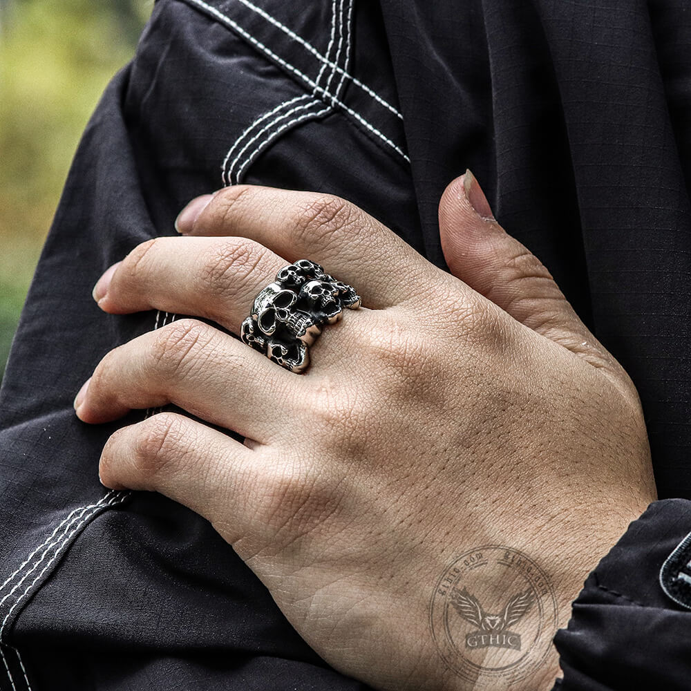 Halloween Specter Skull Stainless Steel Ring | Gthic.com