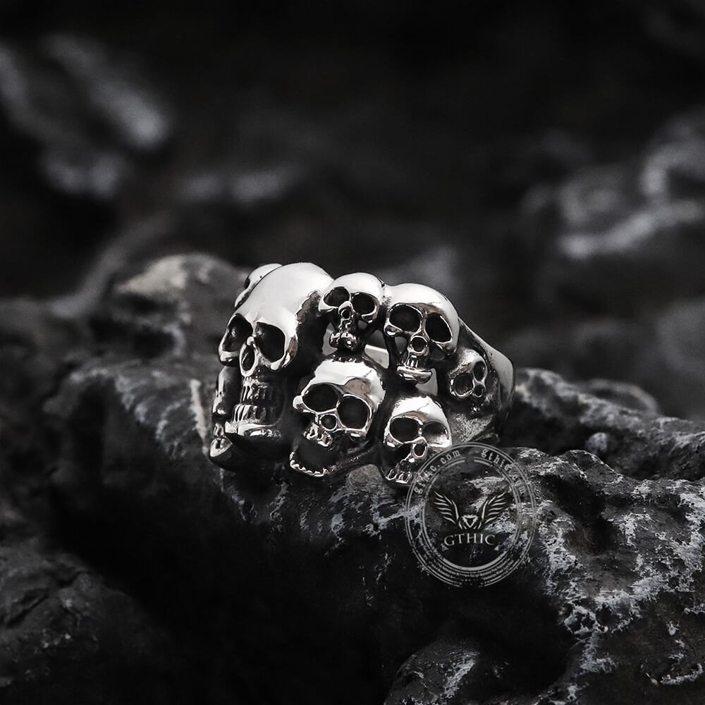 Halloween Specter Skull Stainless Steel Ring | Gthic.com