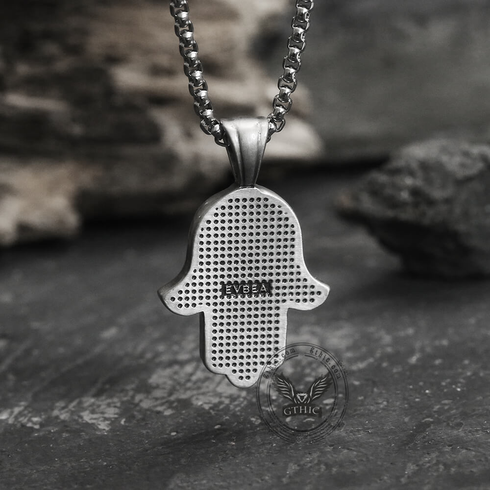 Hamsa Hand Evil Eye Pure Tin Necklace