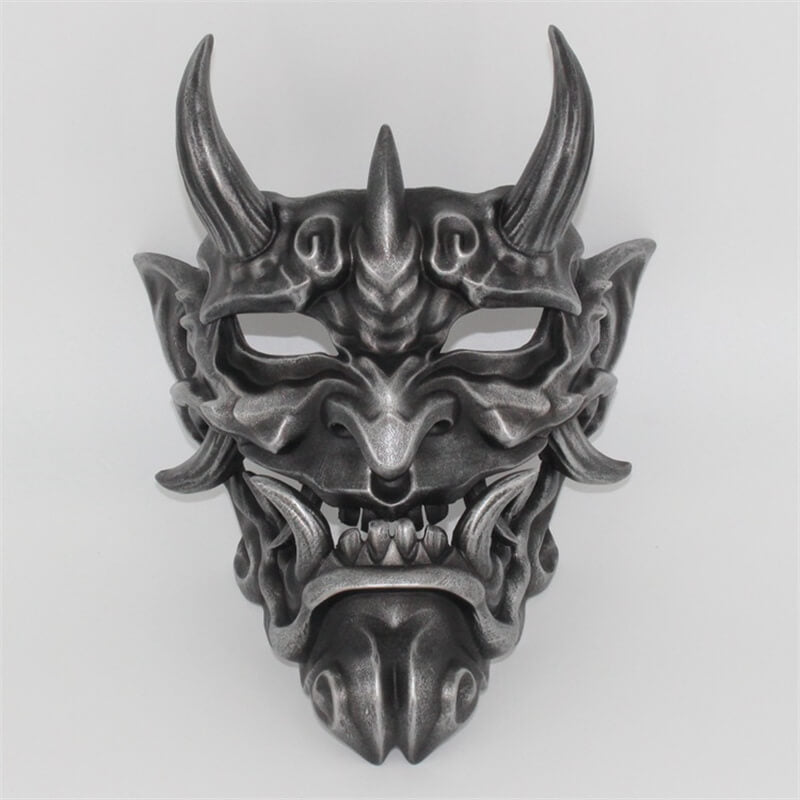 Hannya Oni Cosplay Resin Cast FaceMask03 silver| Gthic.com