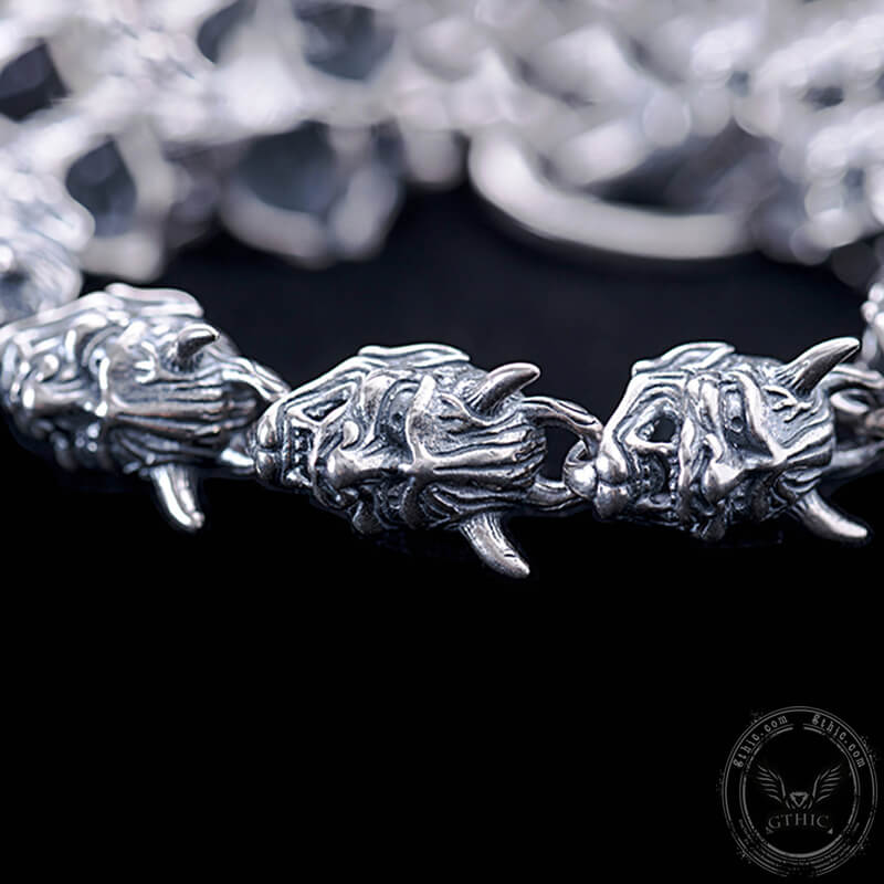 Hannya Oni Mask Sterling Silver Bracelet