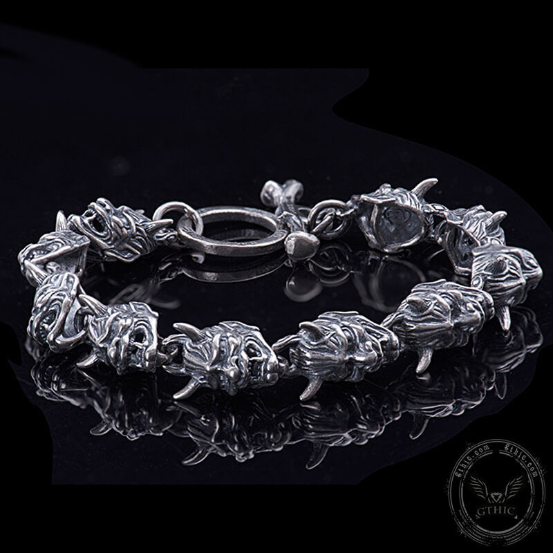 Hannya Oni Mask Sterling Silver Bracelet