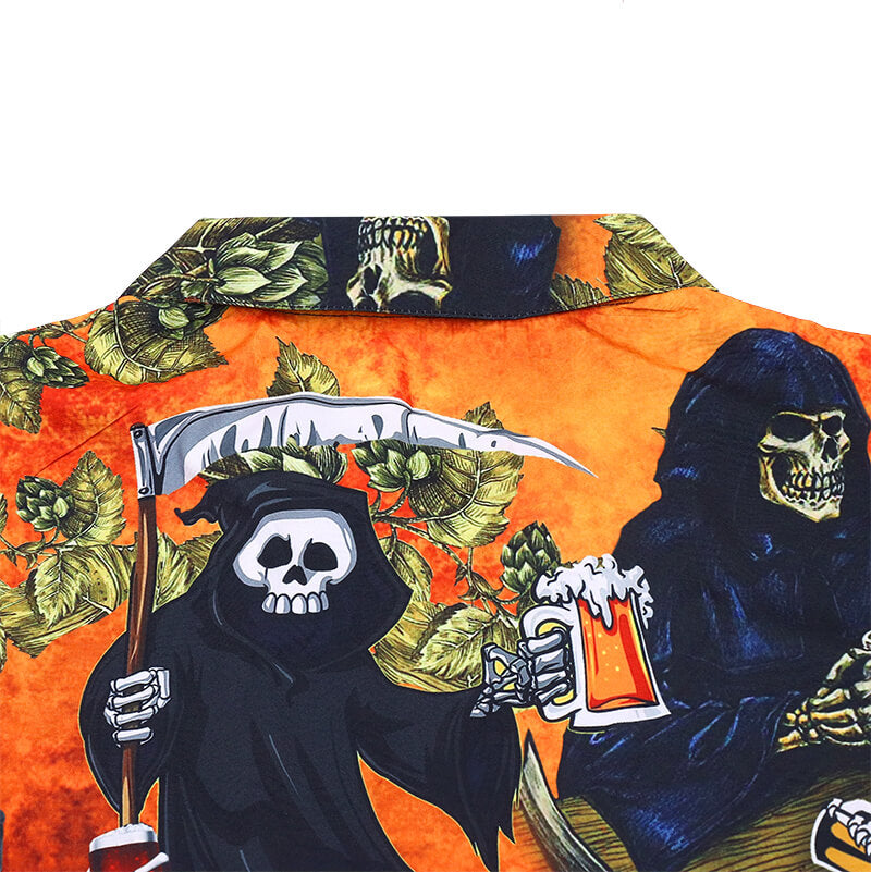 Hawaii drink bier polyester schedel shirt