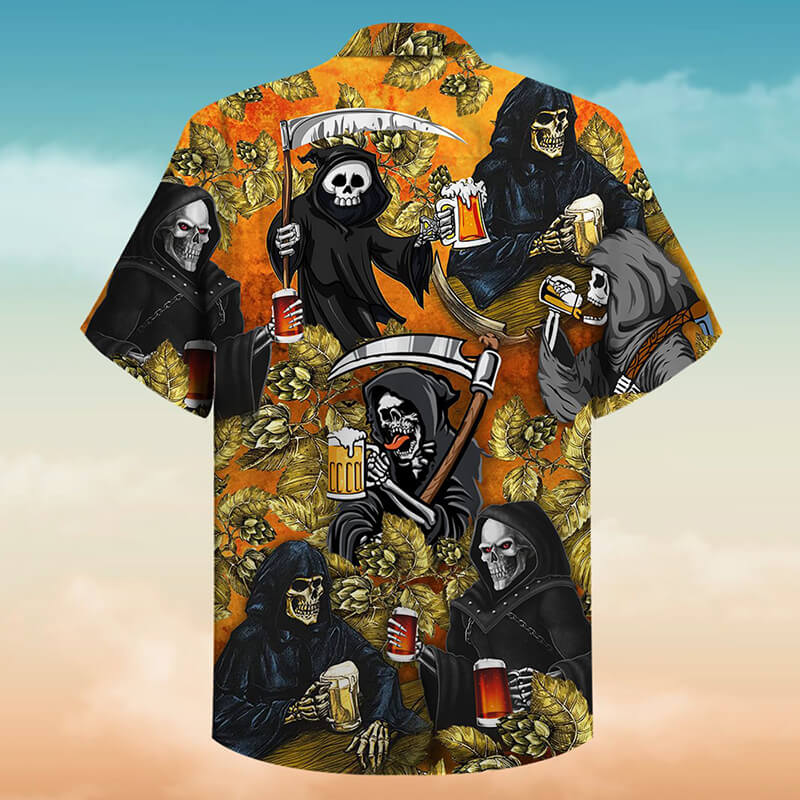 Hawaii drink bier polyester schedel shirt