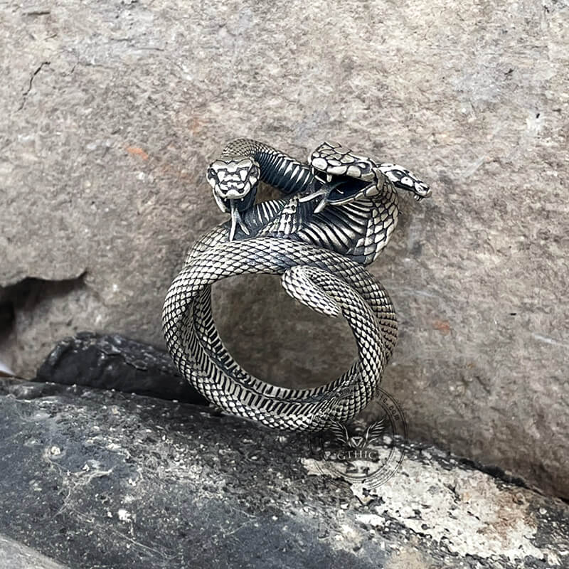 The Three-Headed Serpent Sterling Silver Ring | Gthic.com