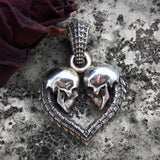 Heart Shaped Skull Sterling Silver Pendant 03 | Gthic.com
