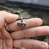 Ciondolo in argento sterling con teschio a forma di cuore