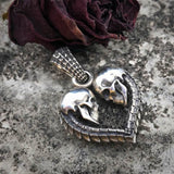 Heart Shaped Skull Sterling Silver Pendant 05 | Gthic.com