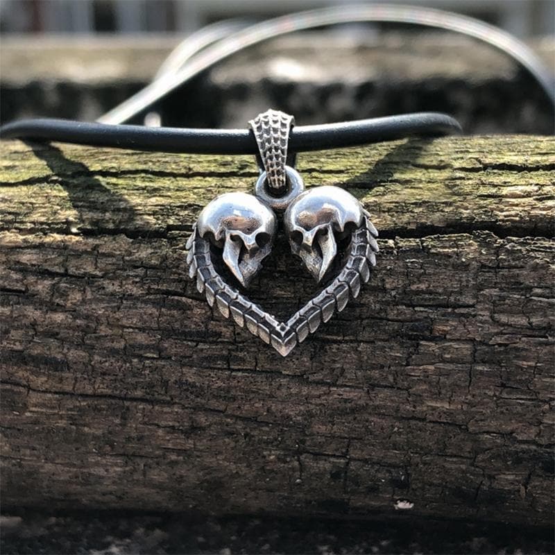 Heart Shaped Skull Sterling Silver Pendant