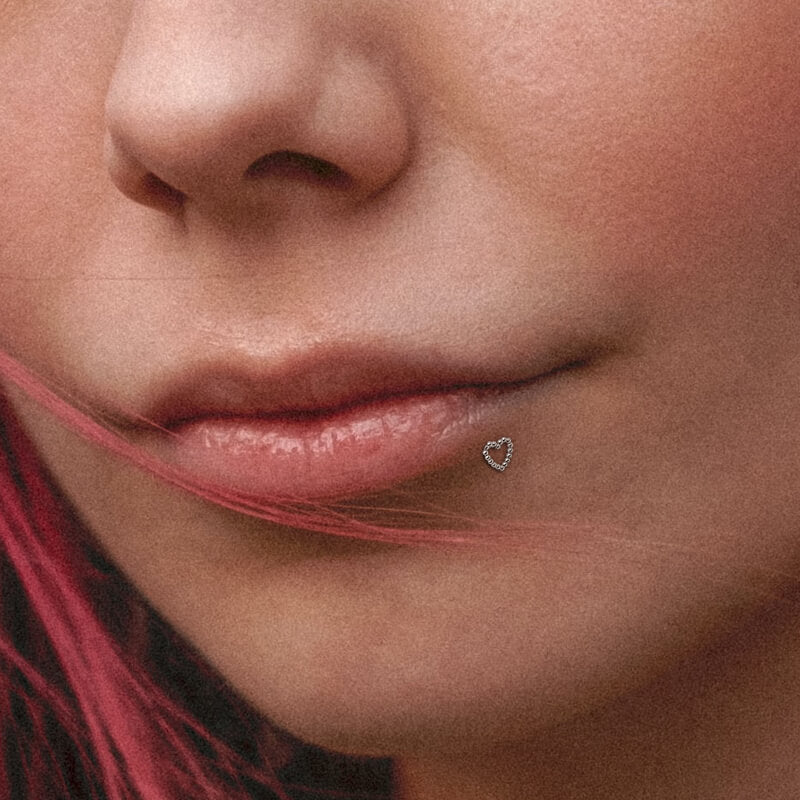 Heart Shaped Titanium Lip Ring Studs