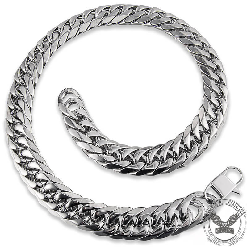 12/17mm Polished Cuban Chain Necklace For Men 316 Stainless Steel