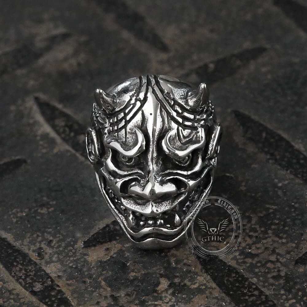 Hell Demon Mask Stainless Steel Ring | Gthic.com
