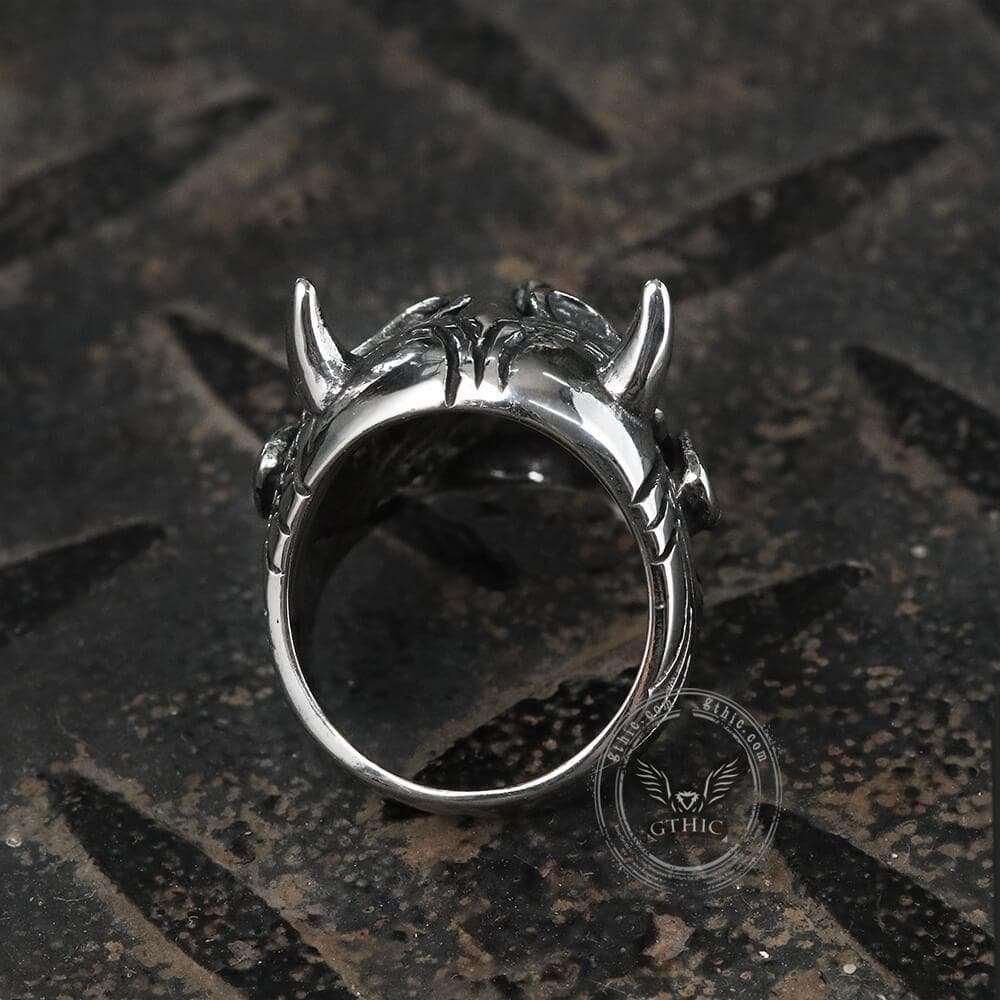 Hell Demon Mask Stainless Steel Ring | Gthic.com