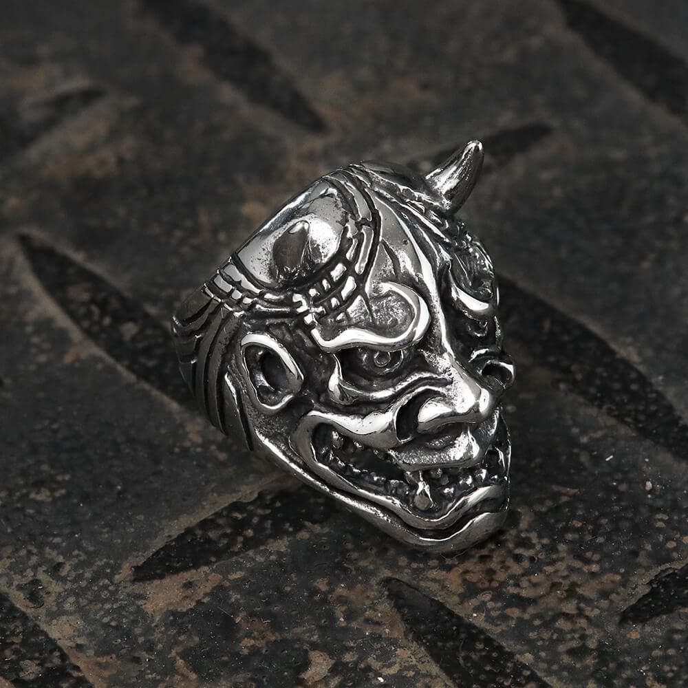 Hell Demon Mask Stainless Steel Ring | Gthic.com