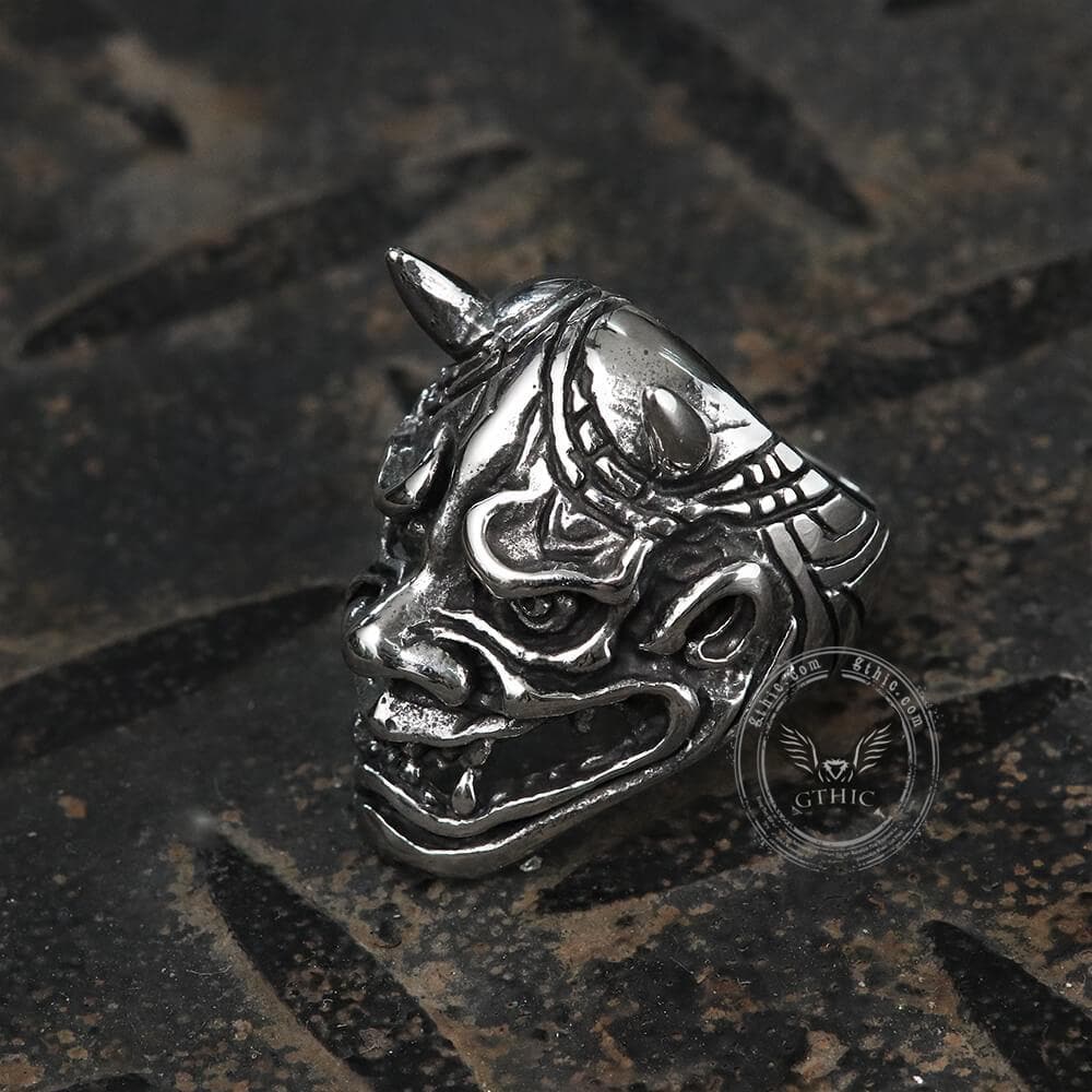 Hell Demon Mask Stainless Steel Ring | Gthic.com