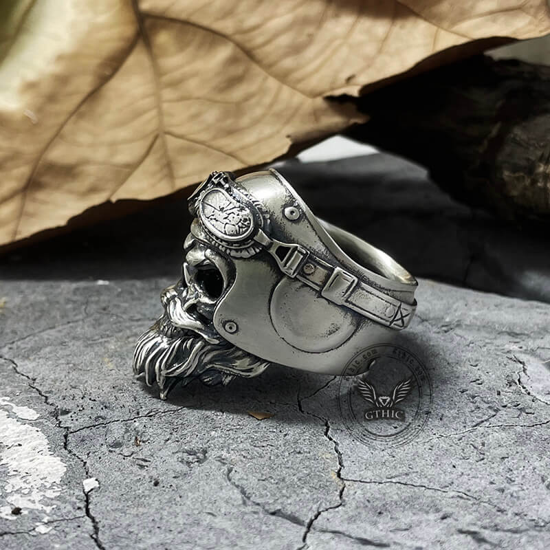 Helmet Skull Sterling Silver Ring | Gthic.com