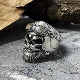 Helmet Skull Sterling Silver Ring | Gthic.com