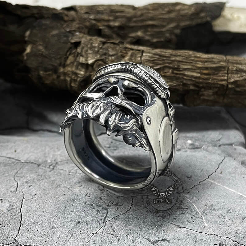 Helm schedel sterling zilveren ring