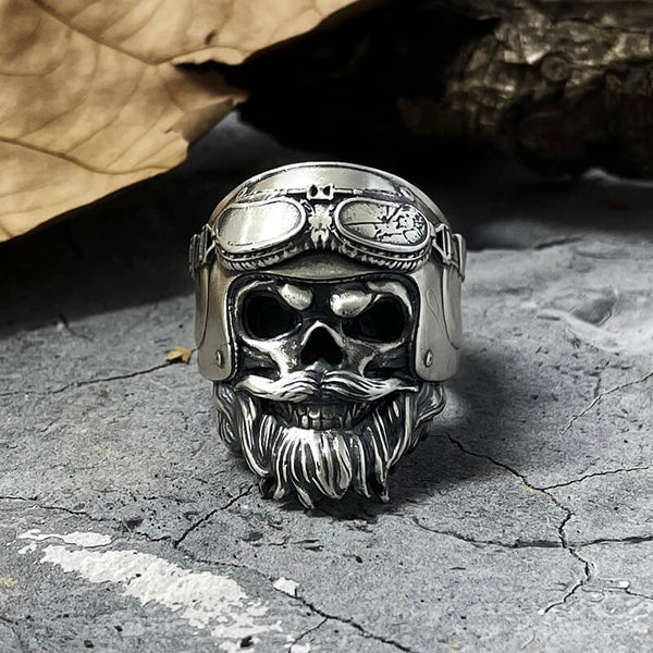 Helmet Skull Sterling Silver Ring | Gthic.com