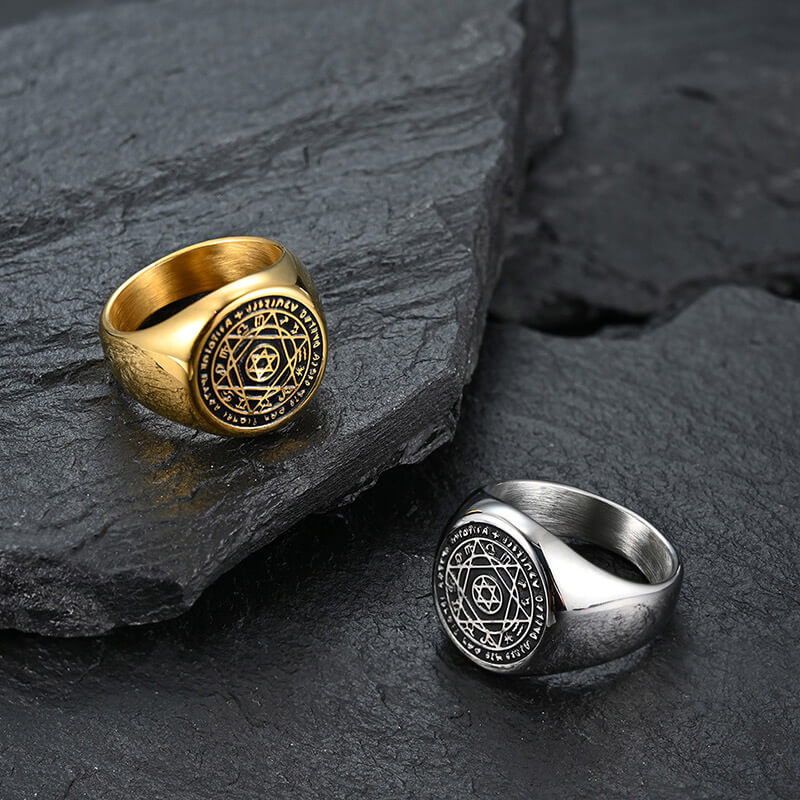 Hexagram 12 Zodiac Sign Stainless Steel Ring