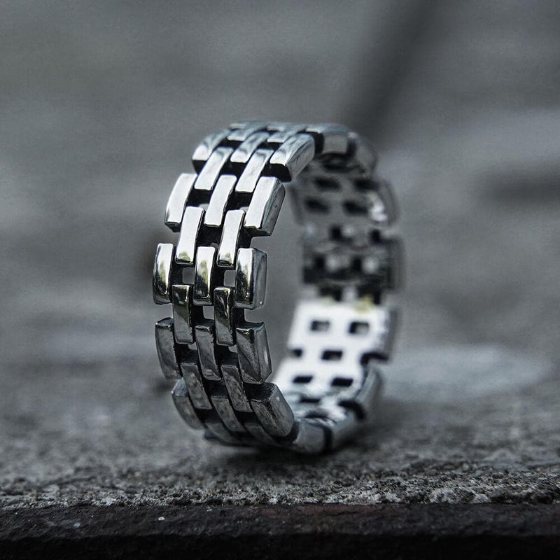 Hollow Chain Stainless Steel Ring 04 silver | Gthic.com