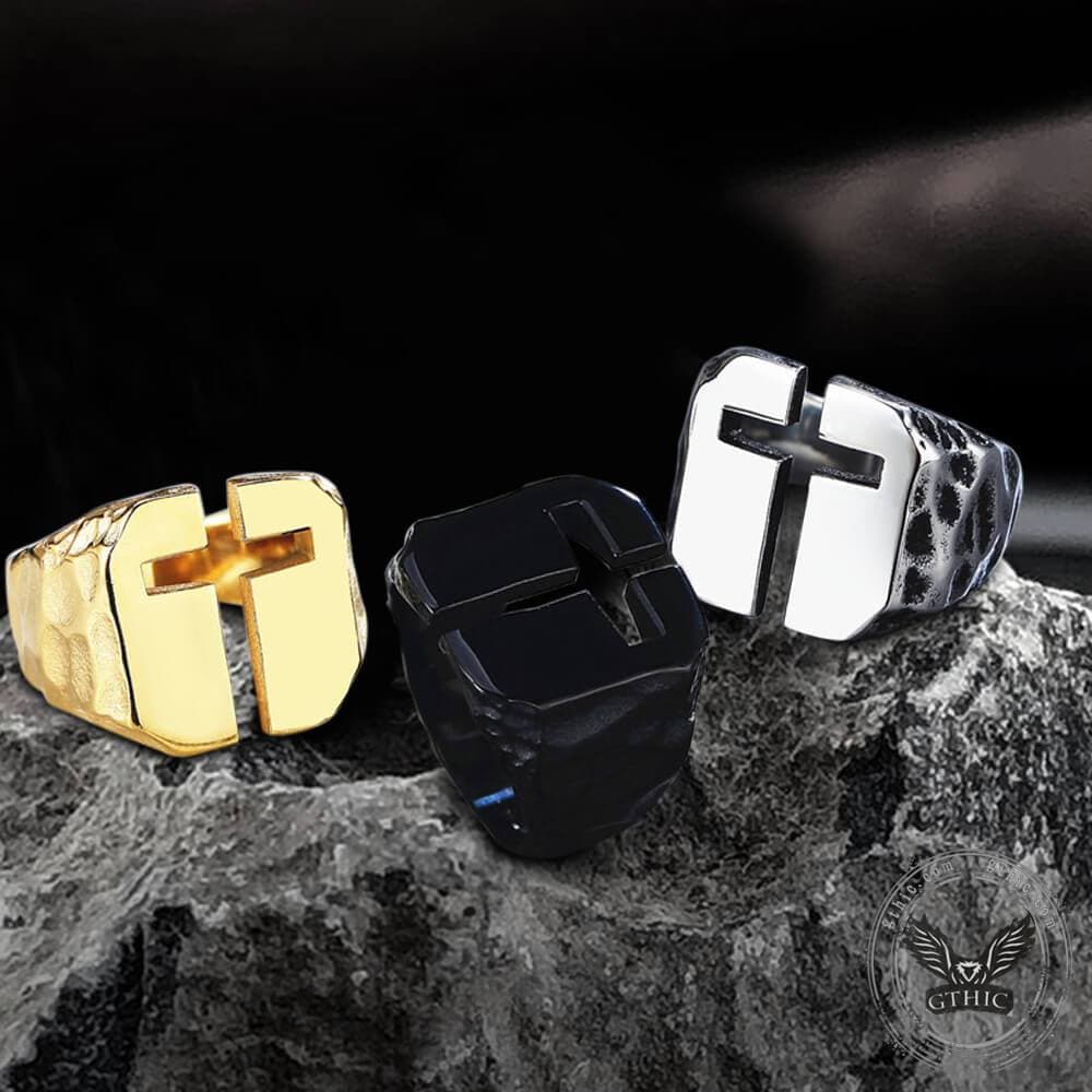 Hollow Cross Stainless Steel Ring | Gthic.com