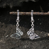 Hollow Out Butterfly Sterling Silver Huggie Earrings | Gthic.com