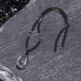 Hollow Round Stone Men’s Motorcycle Rosary Necklace