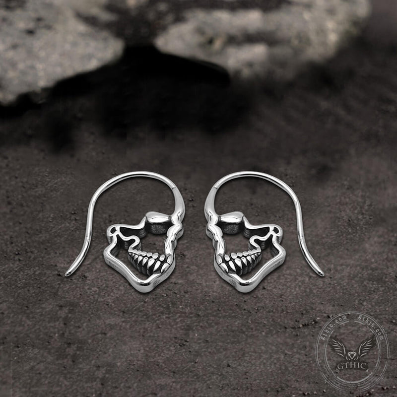 Hollow Skull Stainless Steel Earrings 04 | Gthic.com