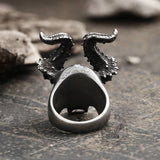 Horned Satan Devil Skull Stainless Steel Ring05 | Gthic.com