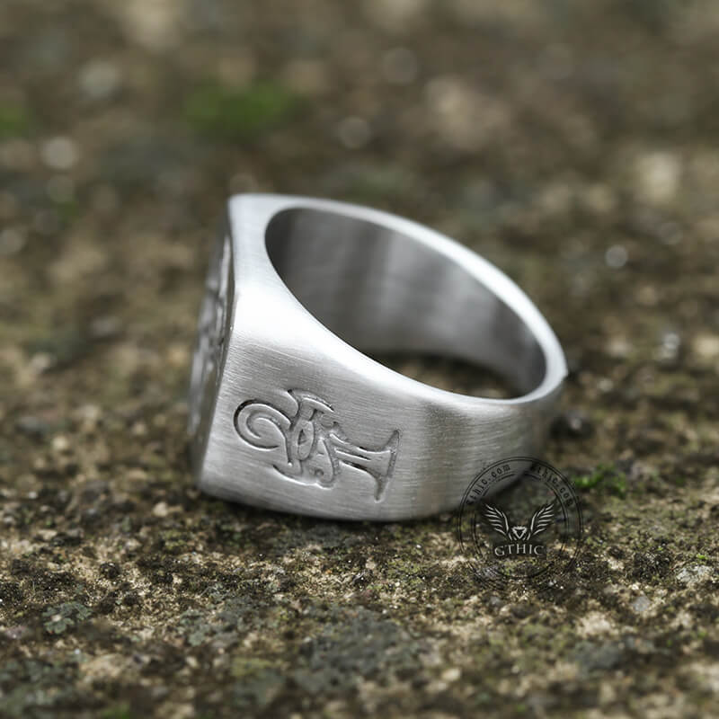 Horus And Anubis Stainless Steel Egyptian Ring