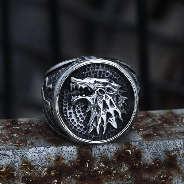 House Stark Direwolf Stainless Steel Ring - GTHIC